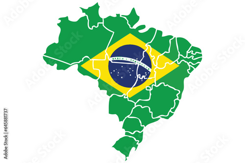 Brazil flag inside map , Brasil, South America