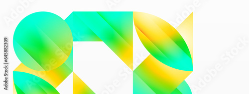 Serene gradient template. Circles and triangles mingle in minimalist perfection. Gentle fusion of forms and hues creates balanced yet captivating backdrop, embodying modern sophistication