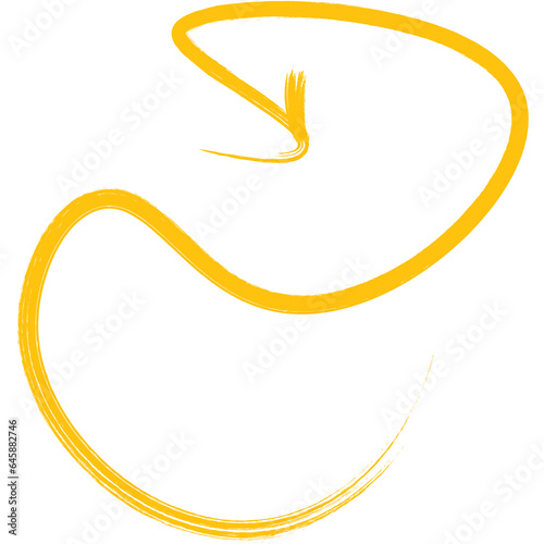 Digital png illustration of yellow arrow on transparent background