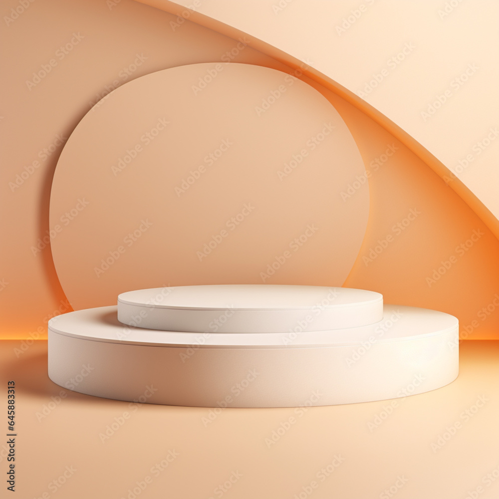 Modern 3D Podium Rendering with Circular Design on Pink Wall: Eye-catching Presentation Showcase Modern 3D Podium Rendering with Circular Design on Pink Wall: Eye-catching Presentation Showcase