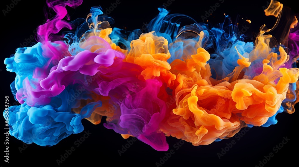 Obraz premium Colorful Smoke on Black Background. Generated AI