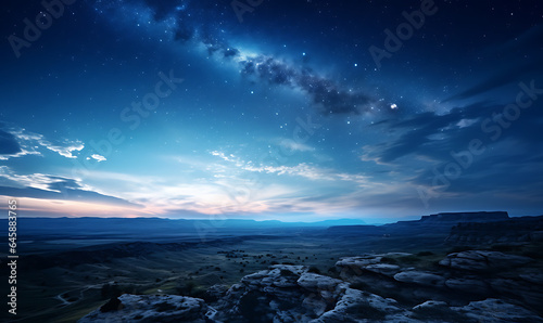 Astrophotography background photograph at night with milkyway shot from top cliff view cliff  sea with sunset