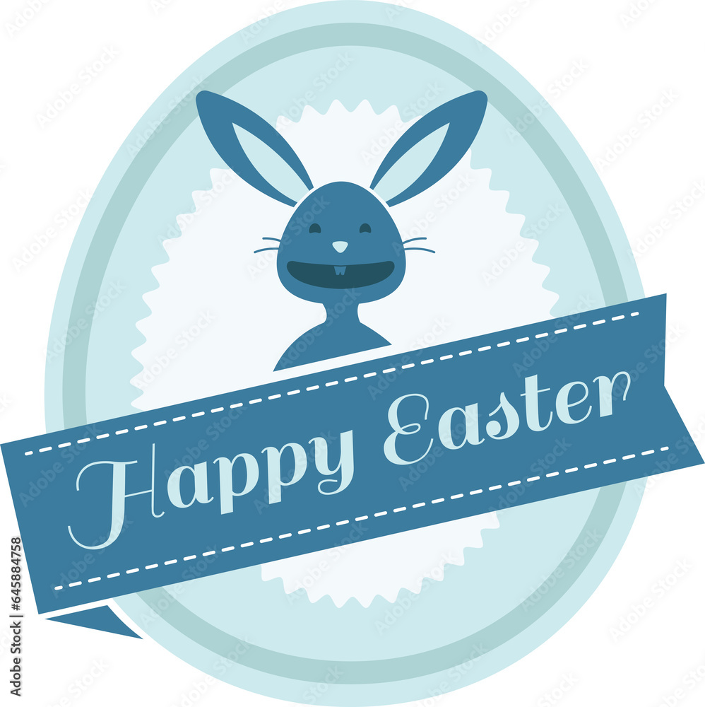 Naklejka premium Digital png illustration of happy easter text with bunny on transparent background