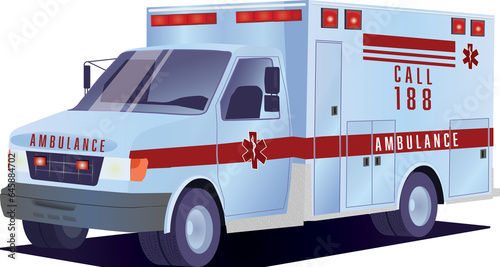Digital png illustration of ambulance truck on transparent background