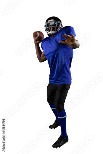 Digital png photo of african american male american football player on transparent background