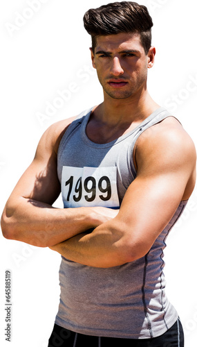 Digital png photo of caucasian male athlete on transparent background