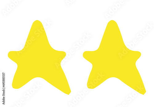Digital png illustration of two yellow stars on transparent background