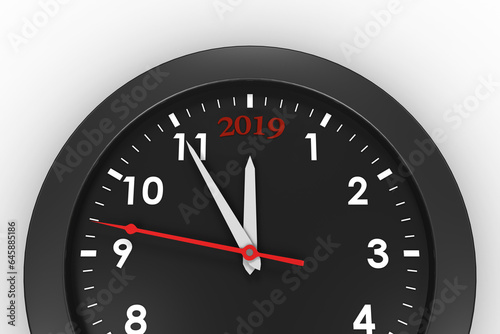 Digital png illustration of 2019 text on clock on transparent background