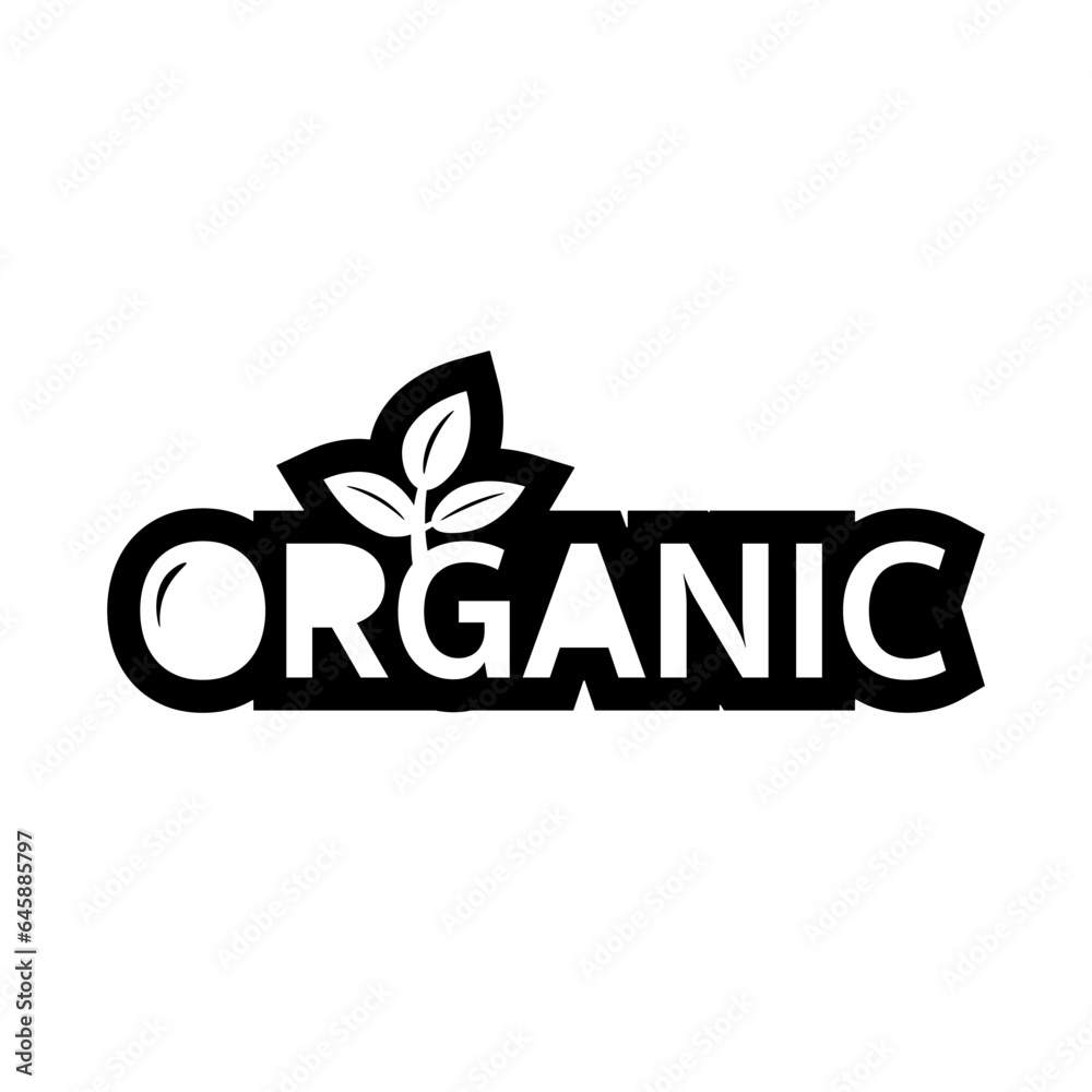 Organic, monogram logo, vegan badge, label