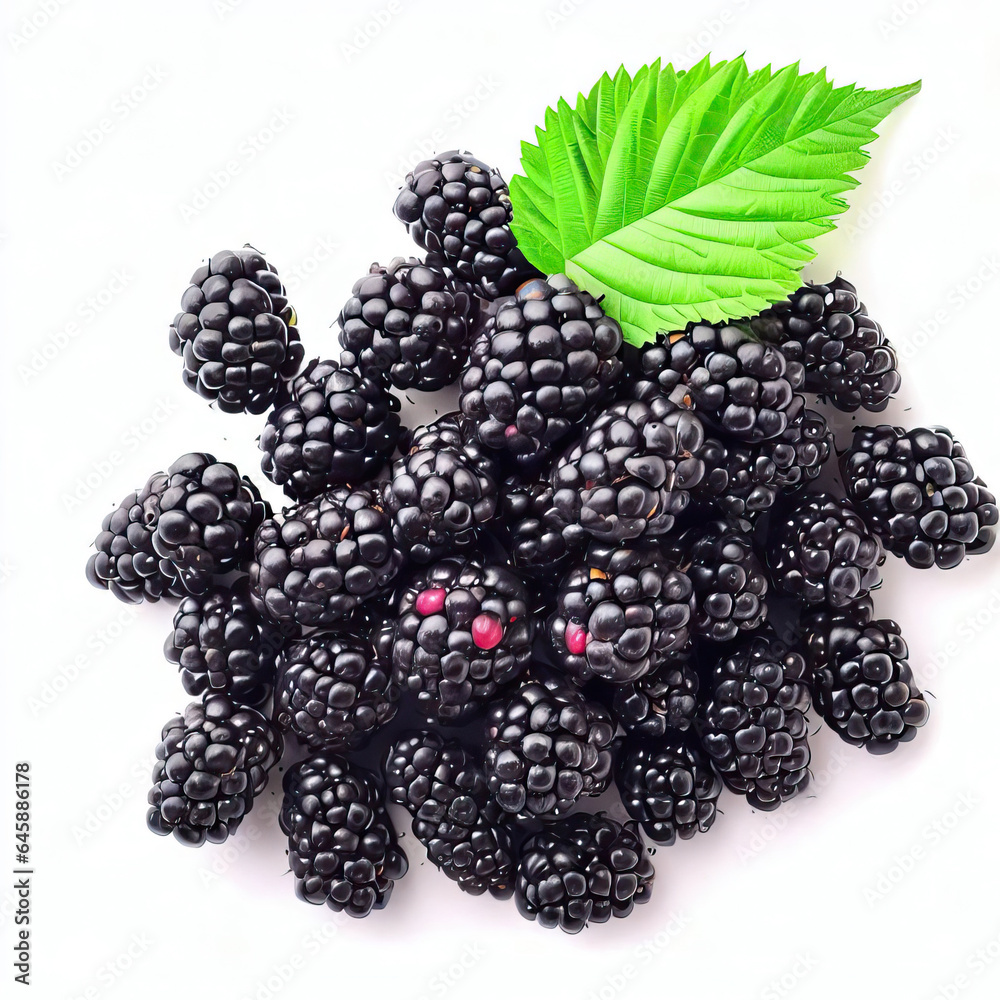 Blackberries with leaves isolated on a white background. Top view. Flat lay. Generative AI
Blackberries with leaves isolated on a white background. Top view. Flat lay. Generative AI