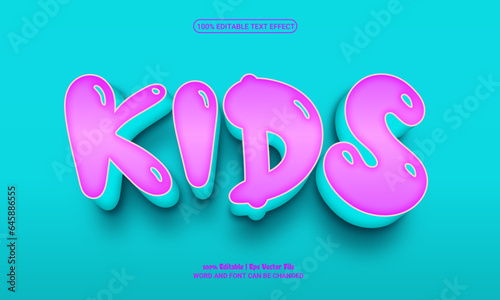 Kids 3d editable premium vector text effect