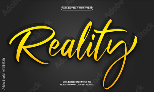 Reality 3d editable premium vector text effect