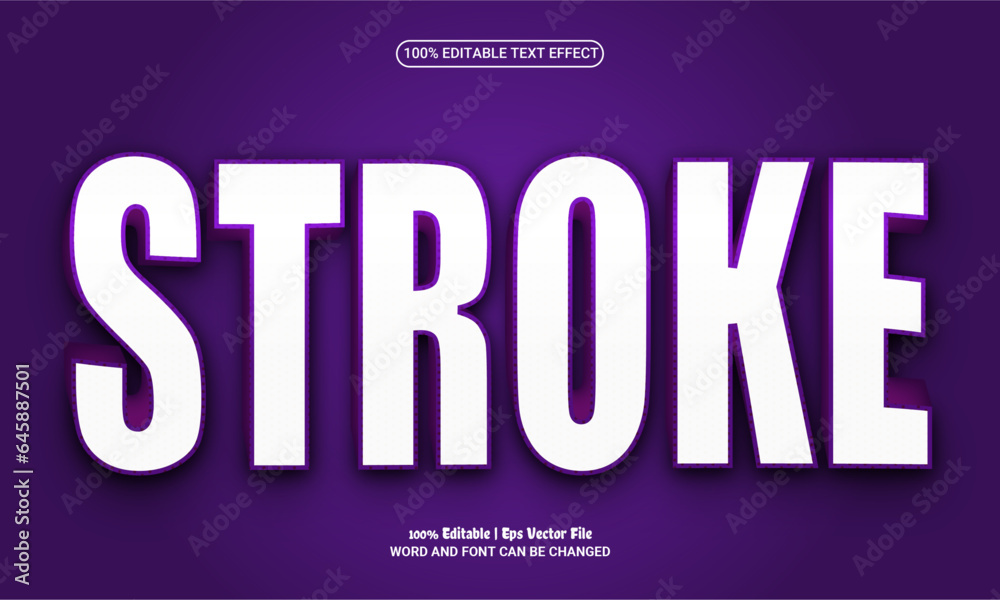 Stroke 3d editable premium vector text effect