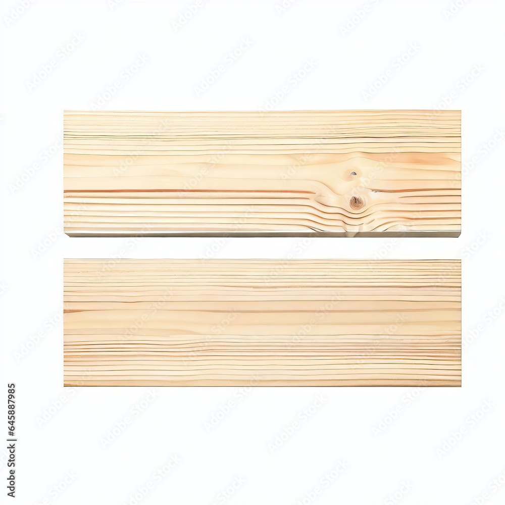 Wooden board isolated on a white background. Top view. empty wooden table front view isolated on a white background. Generative AI 
