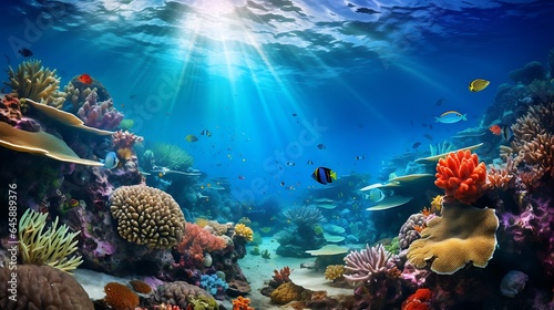 underwater exploration of a vibrant coral reefs and tropical fish. AI generative photo