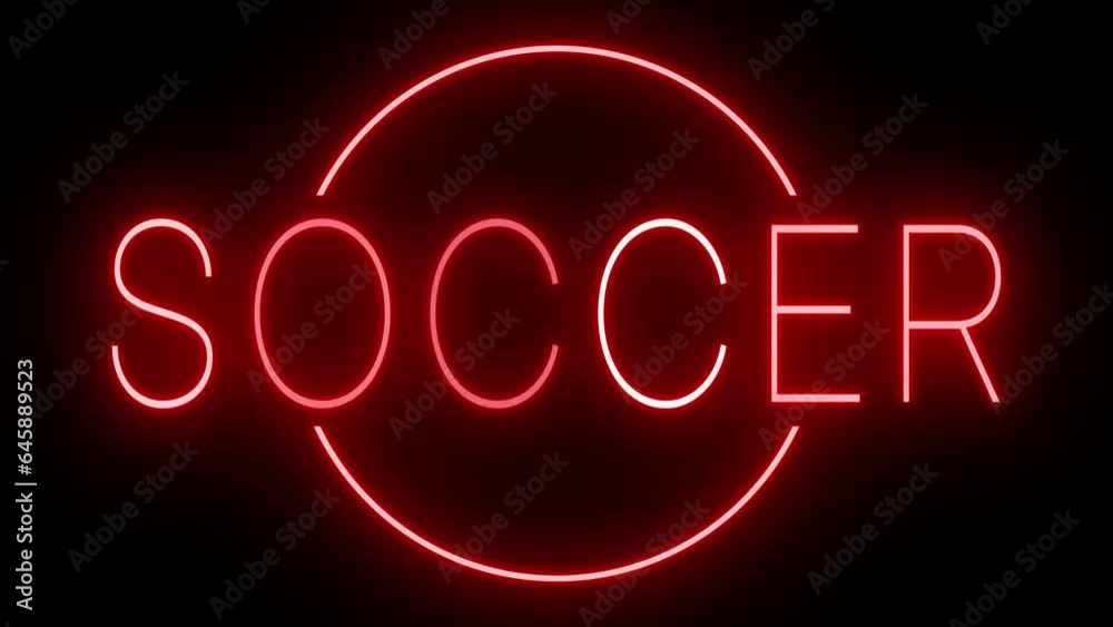 Red flickering and blinking animated neon sign for SOCCER Red flickering and blinking animated neon sign for SOCCER