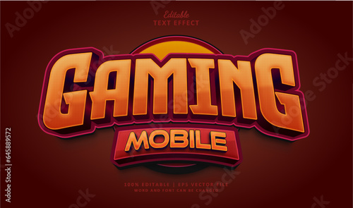 Mobile Gaming text effect style. Editable text effect style esport gaming 3d logo esport badge.