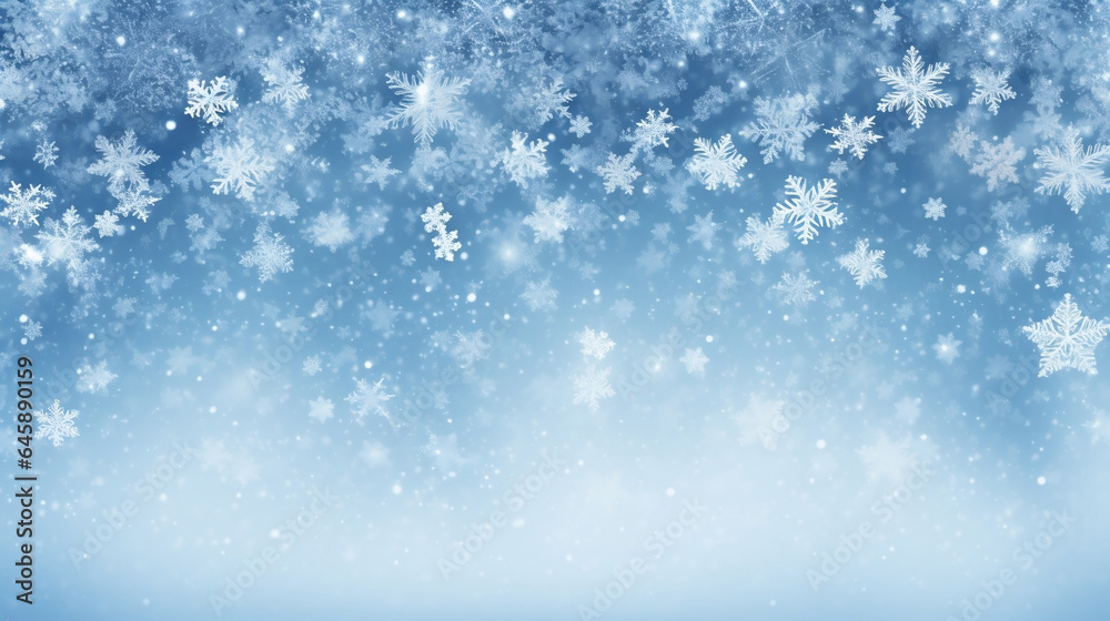 Blue Christmas background with snowflakes - sparkling blue gradient for christmas new year banner