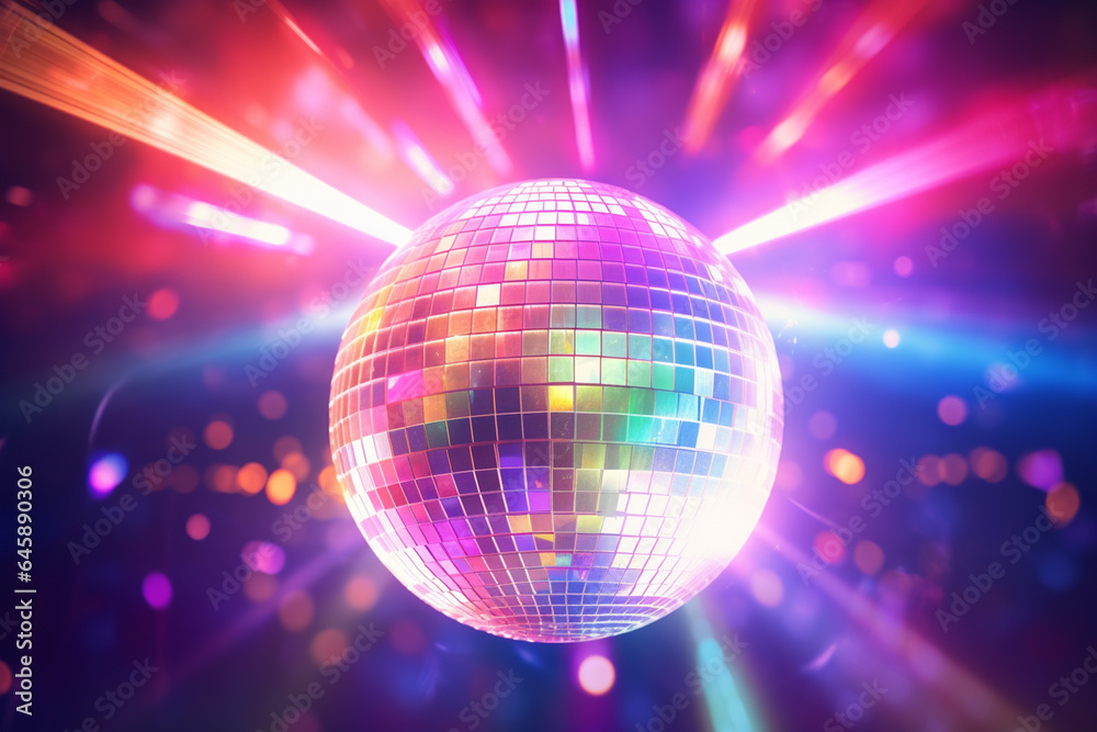 Fototapeta premium disco lights disco ball colorful background