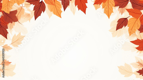 copy space, simple illustration, cop, background of autumn colored leafs. Autumn leaves isolated on white background. illustration, no text. Copy space is available.