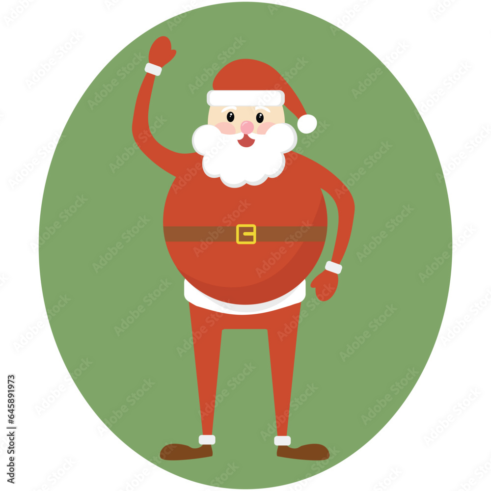 Vecteur Stock Cute Santa Claus waving his hand, on a white isolated ...