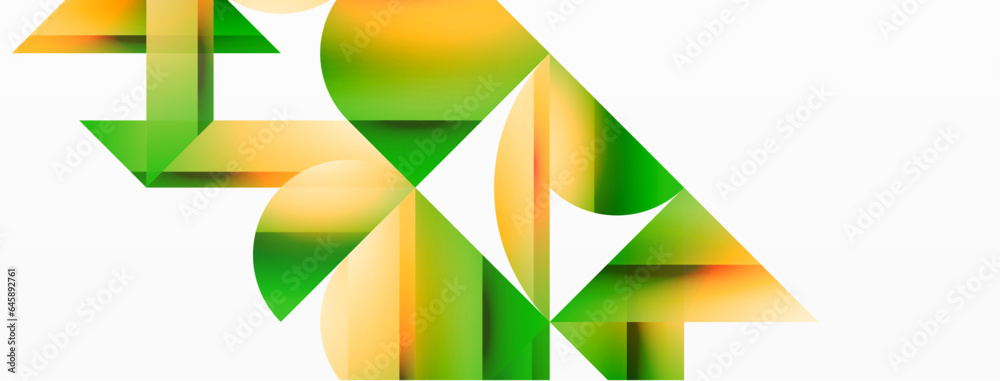 Gradient color triangles and circles on white. Dynamic blend creating captivating visual impact. Geometric background for digital designs, presentations, website banners, social media posts Gradient color triangles and circles on white. Dynamic blend creating captivating visual impact. Geometric background for digital designs, presentations, website banners, social media posts