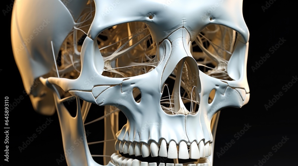 Xray of the zygomatic bone and eye sockets, CAT scan, showing the