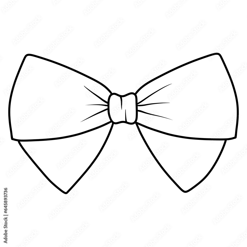 Fototapeta premium Bow black doodle outline.