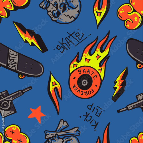 Foto Skate Motif Seamless pattern