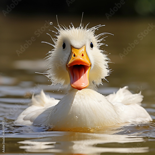 yellow billed duck surprised