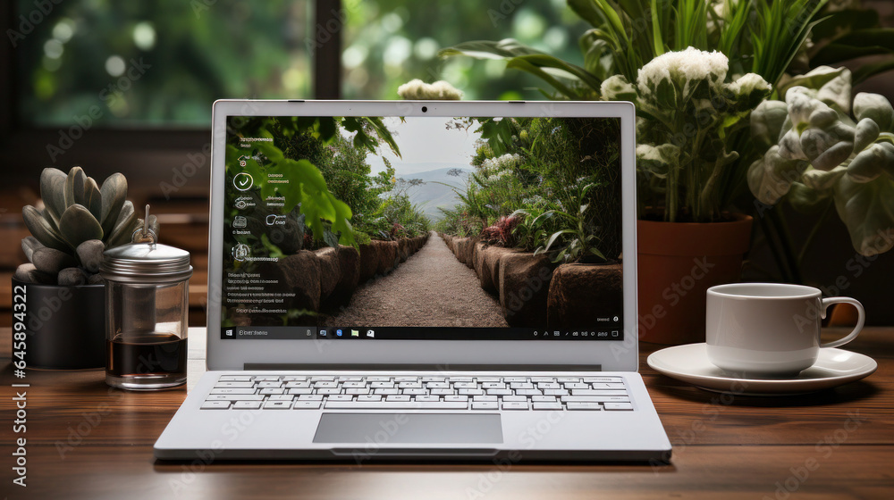 Boosting Work Efficiency with a Portable Laptop and a Fresh Cup of Coffee Boosting Work Efficiency with a Portable Laptop and a Fresh Cup of Coffee
