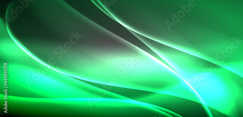 Neon-lit waves surge across background, mesmerizing dance of luminescence and motion. Dynamic backdrop captures essence of energy and modern aesthetics