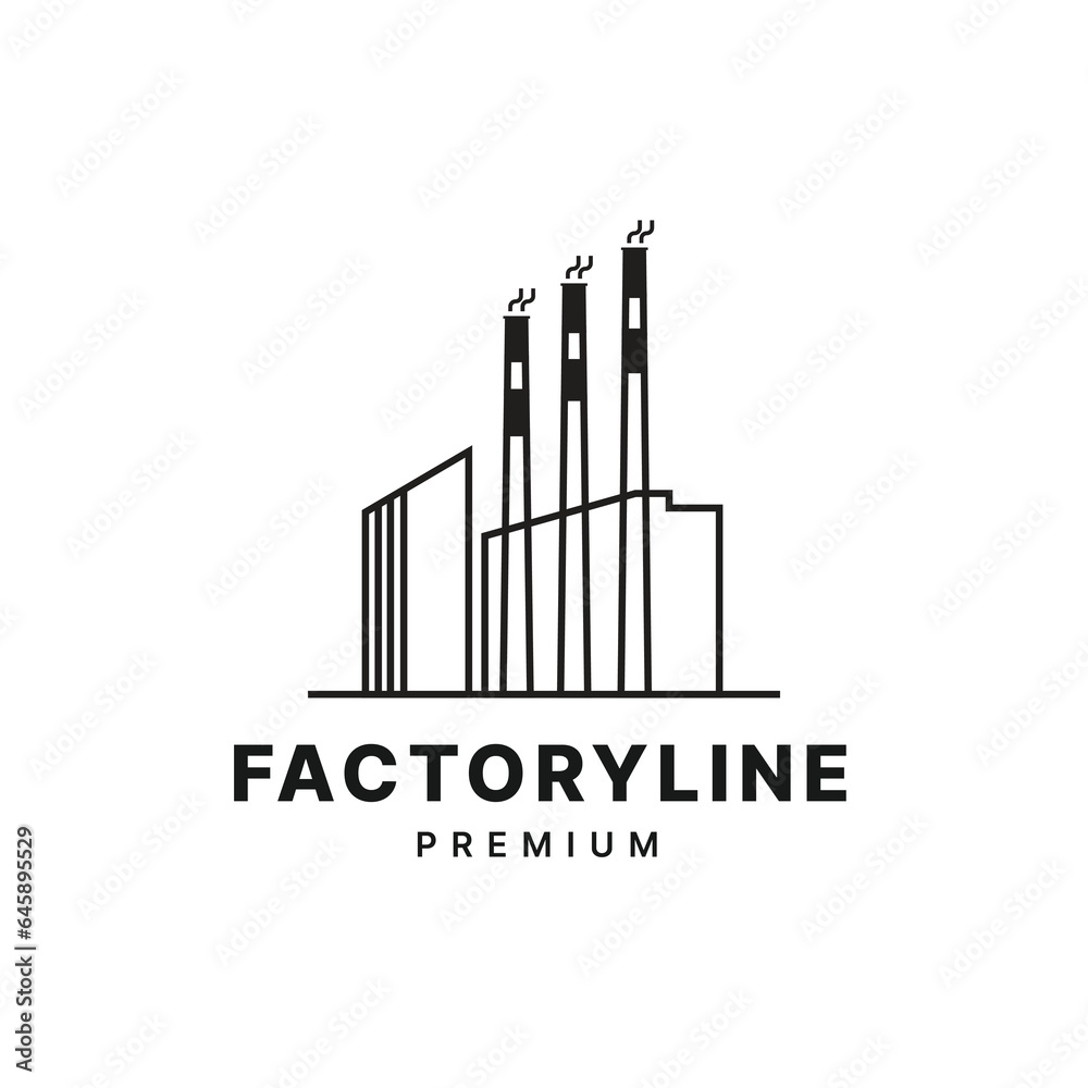 Minimalist factory building logo design vector