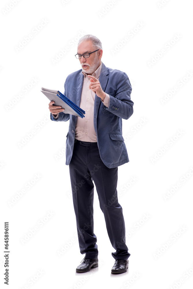 Old businessman isolated on white Old businessman isolated on white