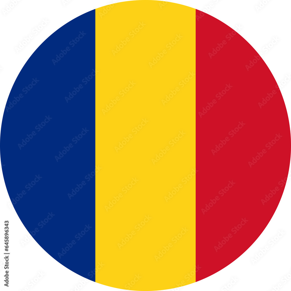 Fototapeta premium Romanian flag simple icon in round or circle shape on transparent background