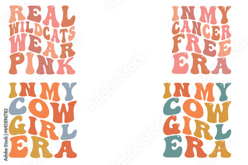 Real wild cats wear pink, in my caner free era, in my cowgirl era retro wavy SVV bundle T-shirt