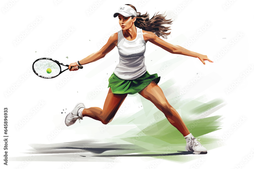 Naklejka premium Lady Tennis Star Vector Sketch During Match Play