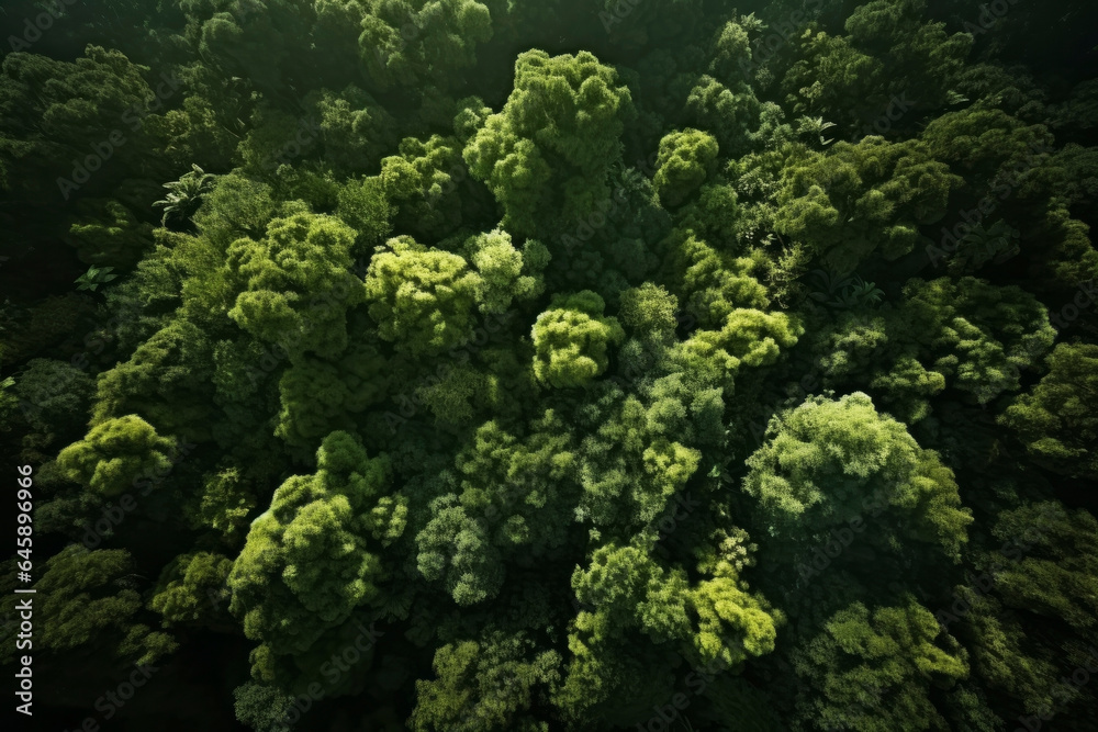 Green forests top view. Generative AI