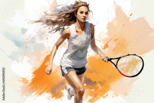 Woman Tennis Star Vector Character Ready for Competition