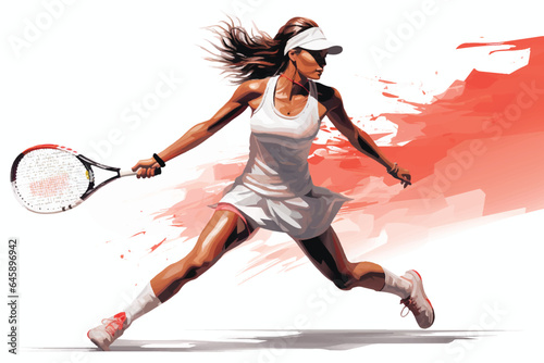 Female Tennis Player Vector Graphics for Sports Designs
