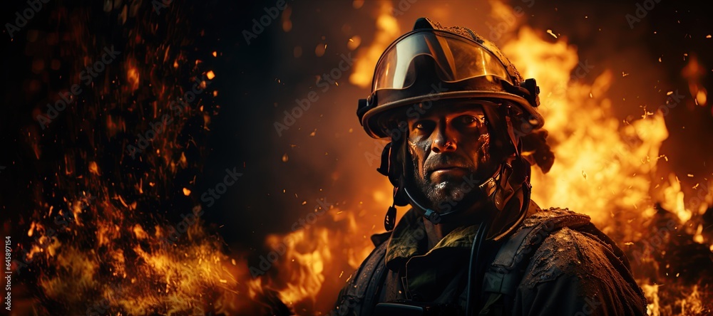 firefighters rescuing a trapped person from a burning building. Generated with AI firefighters rescuing a trapped person from a burning building. Generated with AI