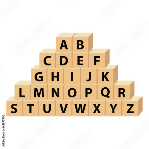 Childrens abc letter blocks. alphabet blocks. small letter abc and big letter ABC to Z. vector illustration