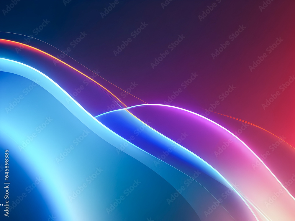 Obraz premium 3D abstract neon light blue purple glowing geometric background