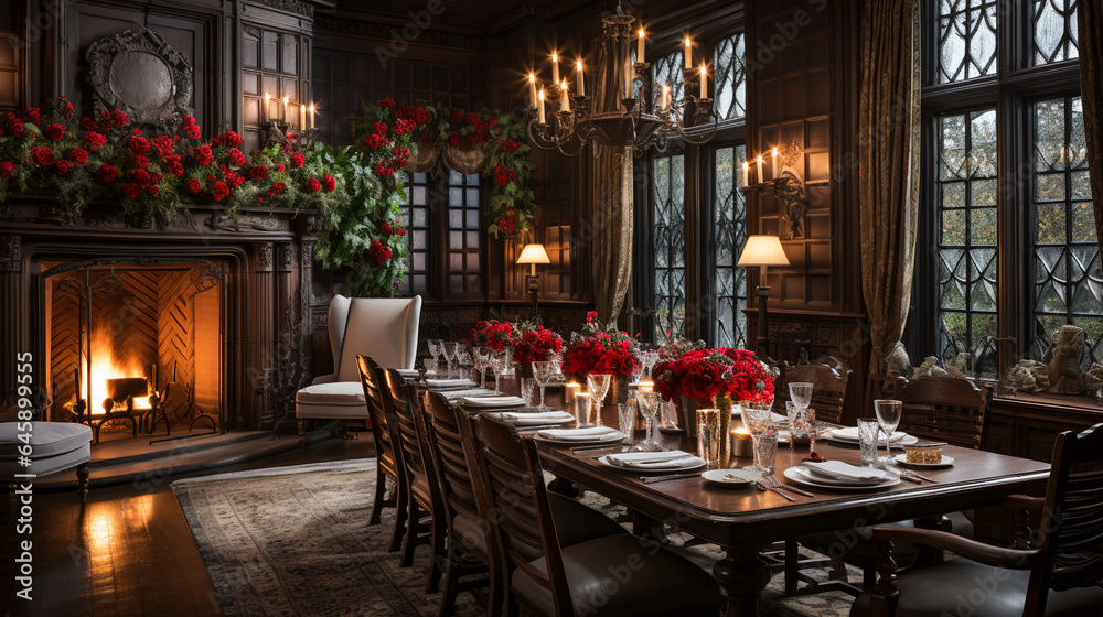 Cozy Home for the Holidays. Christmas Table Cozy Home for the Holidays. Christmas Table