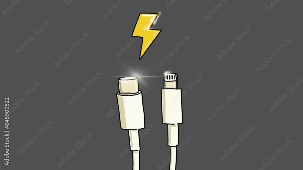 lightning and USB-C charge cables on opposite sides of an Apple iPhone lightning and USB-C charge cables on opposite sides of an Apple iPhone
