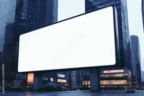 Outdoor billboard advertisement mock-up background of buildings in big cities. generative ai.