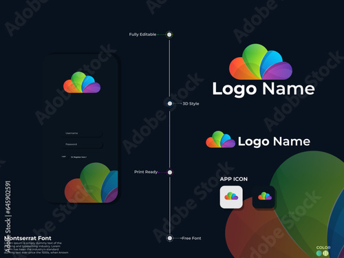 Cloud logo design. Colorful cloud. Travel. Cloud vector. Business. Color. Premium template. Sky Finance. Tour. Company. Vector art