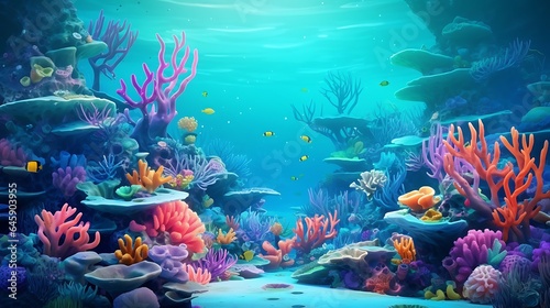 beautiful seabed background. Beauty coral reefs and fish  AI generative