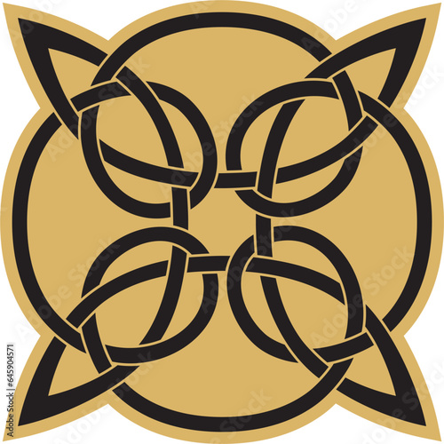 Vector gold and black Celtic knot. Ornament of ancient European peoples. The sign and symbol of the Irish, Scots, Britons, Franks.