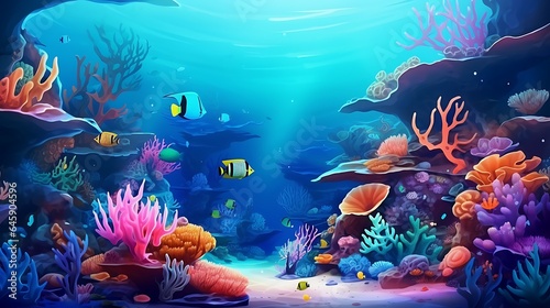 beautiful seabed background. Beauty coral reefs and fish, AI generative © growth.ai